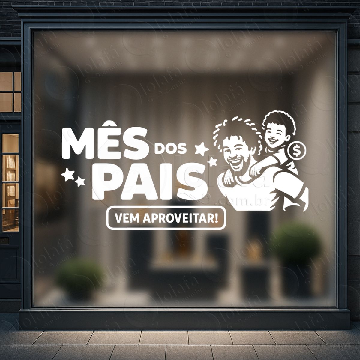 mês dos pais promoção decoração loja adesivos para vitrine dia dos pais mod:898