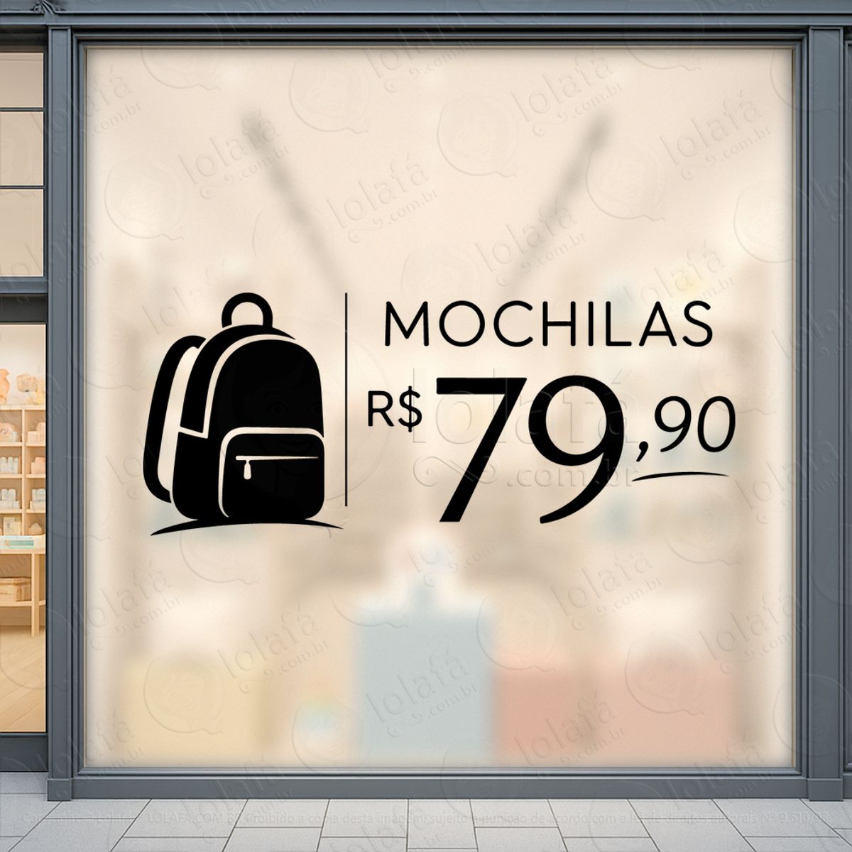 promoção loja mochilas adesivos para vitrine mod:1034