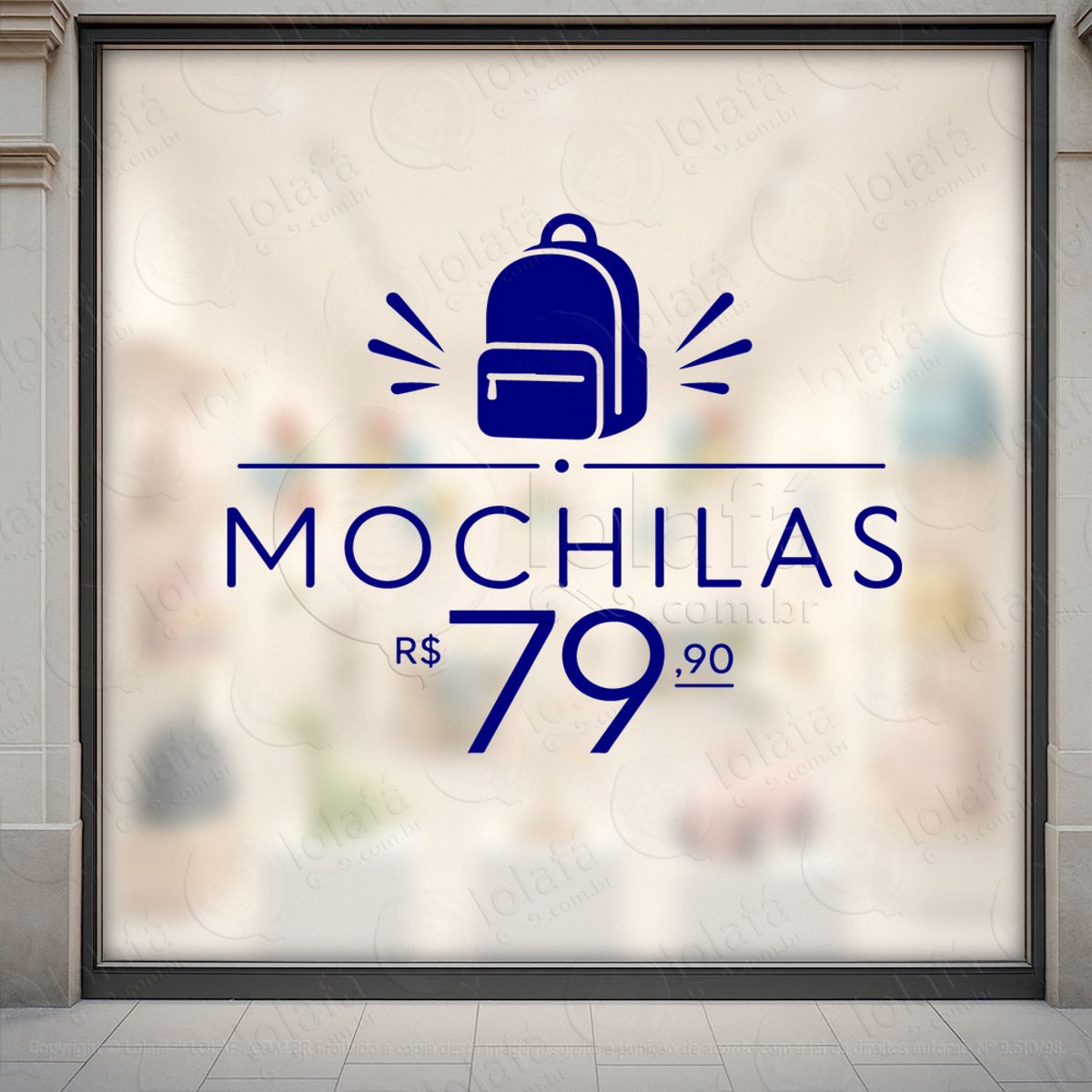 promoção loja mochilas adesivos para vitrine mod:1036
