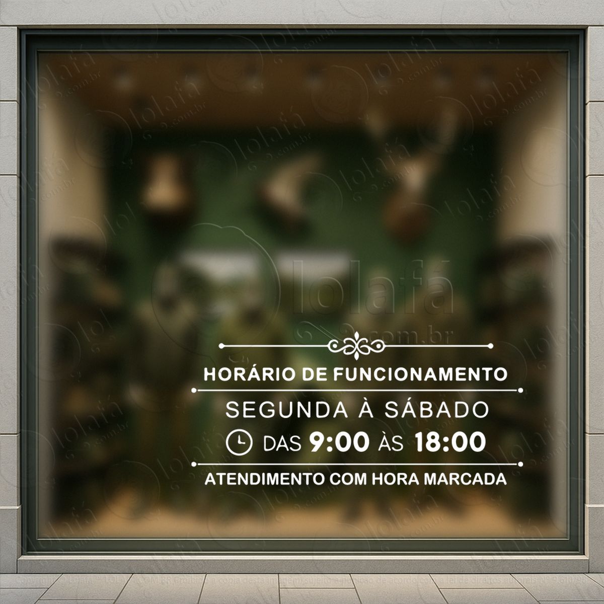 horário de atendimento e funcionamento adesivos para vitrine mod:1069