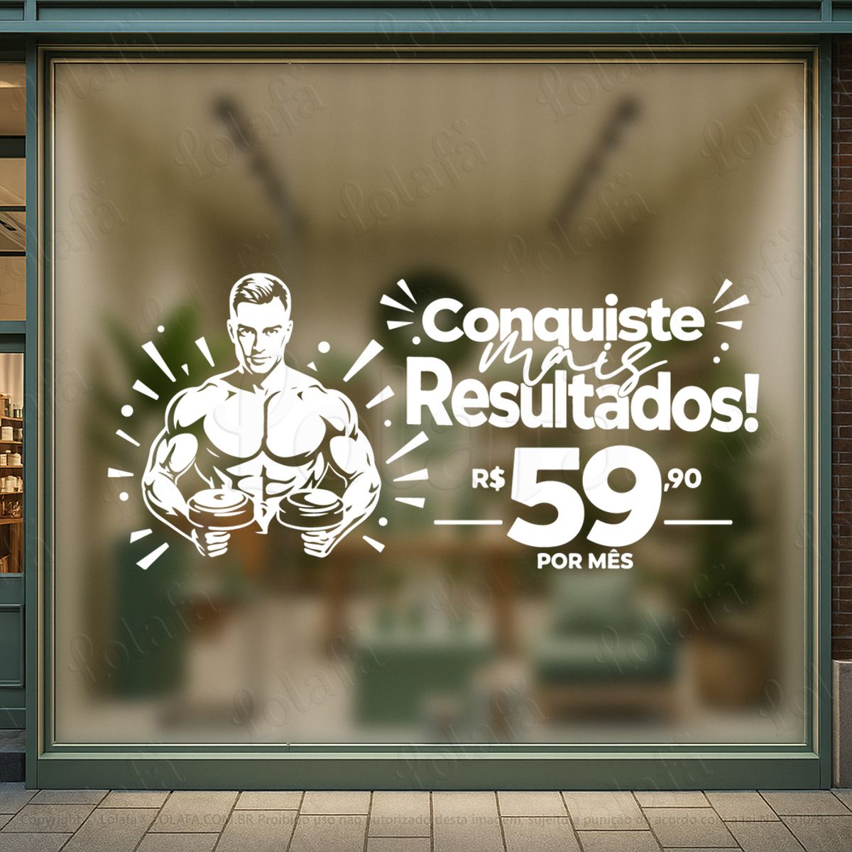 Conquiste Mais Resultados Adesivos Para Vitrine Academia Mod:1112