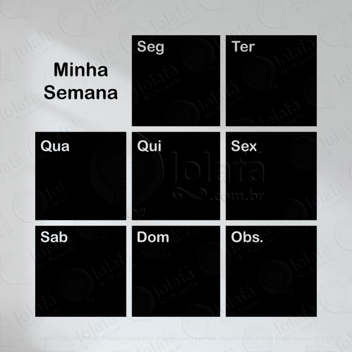 Calendário Adesivo Lousa Quadro Negro de Parede para Escrever com Giz Mod:2