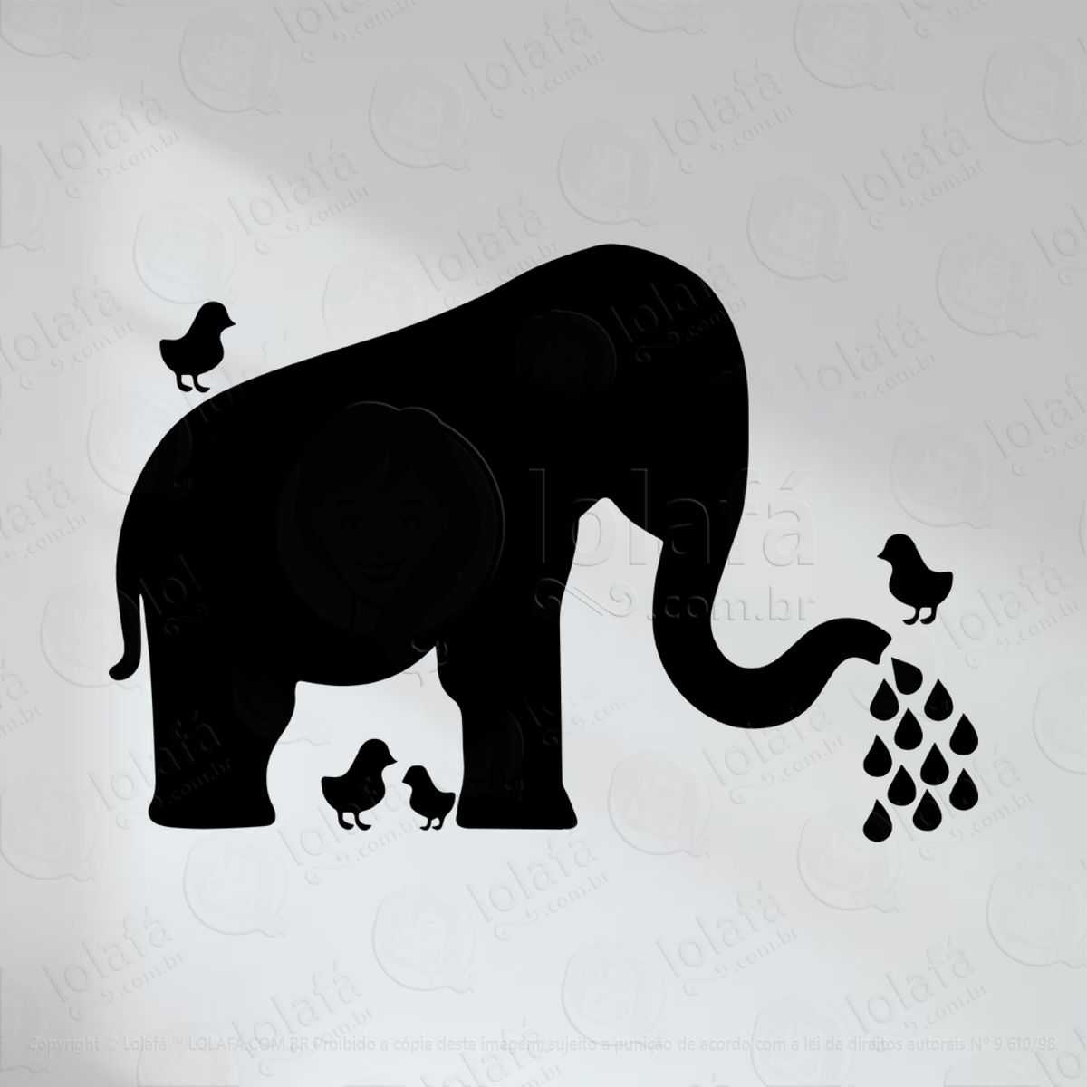 Elefante Adesivo Lousa Quadro Negro de Parede para Escrever com Giz Mod:12