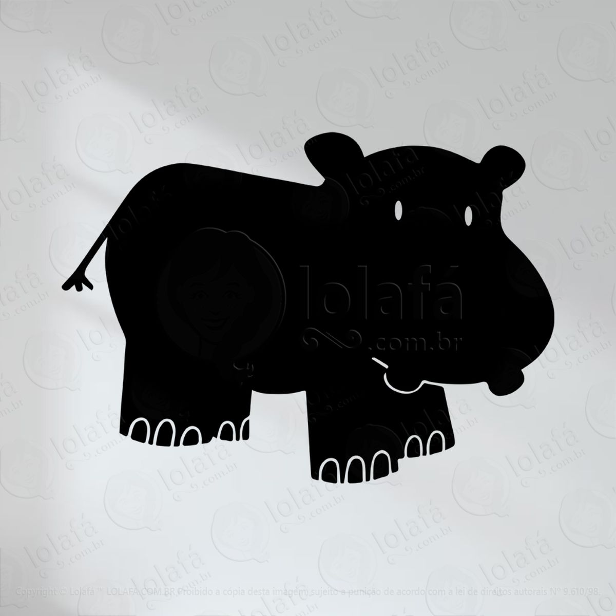 Hipopótamo Adesivo Lousa Quadro Negro de Parede para Escrever com Giz Mod:33