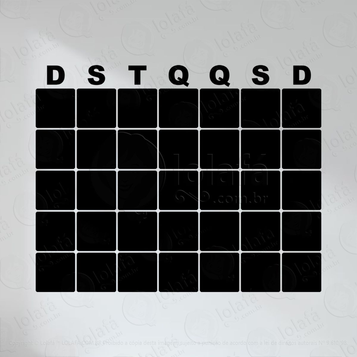 Calendário Adesivo Lousa Quadro Negro de Parede para Escrever com Giz Mod:45