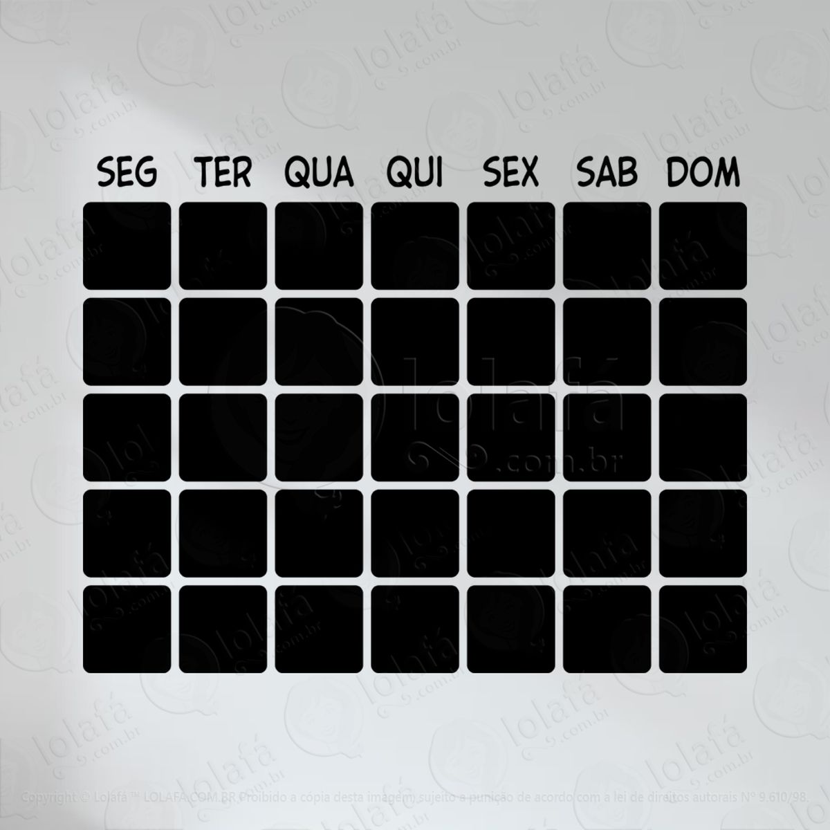 Calendário Adesivo Lousa Quadro Negro de Parede para Escrever com Giz Mod:79
