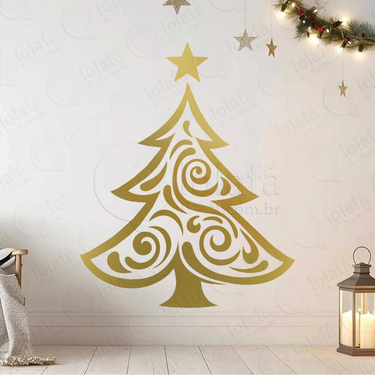 Árvore de Natal Pinheiro Adesivo de Natal para Vitrine, Parede, Porta - Fácil Remoção Mod:3