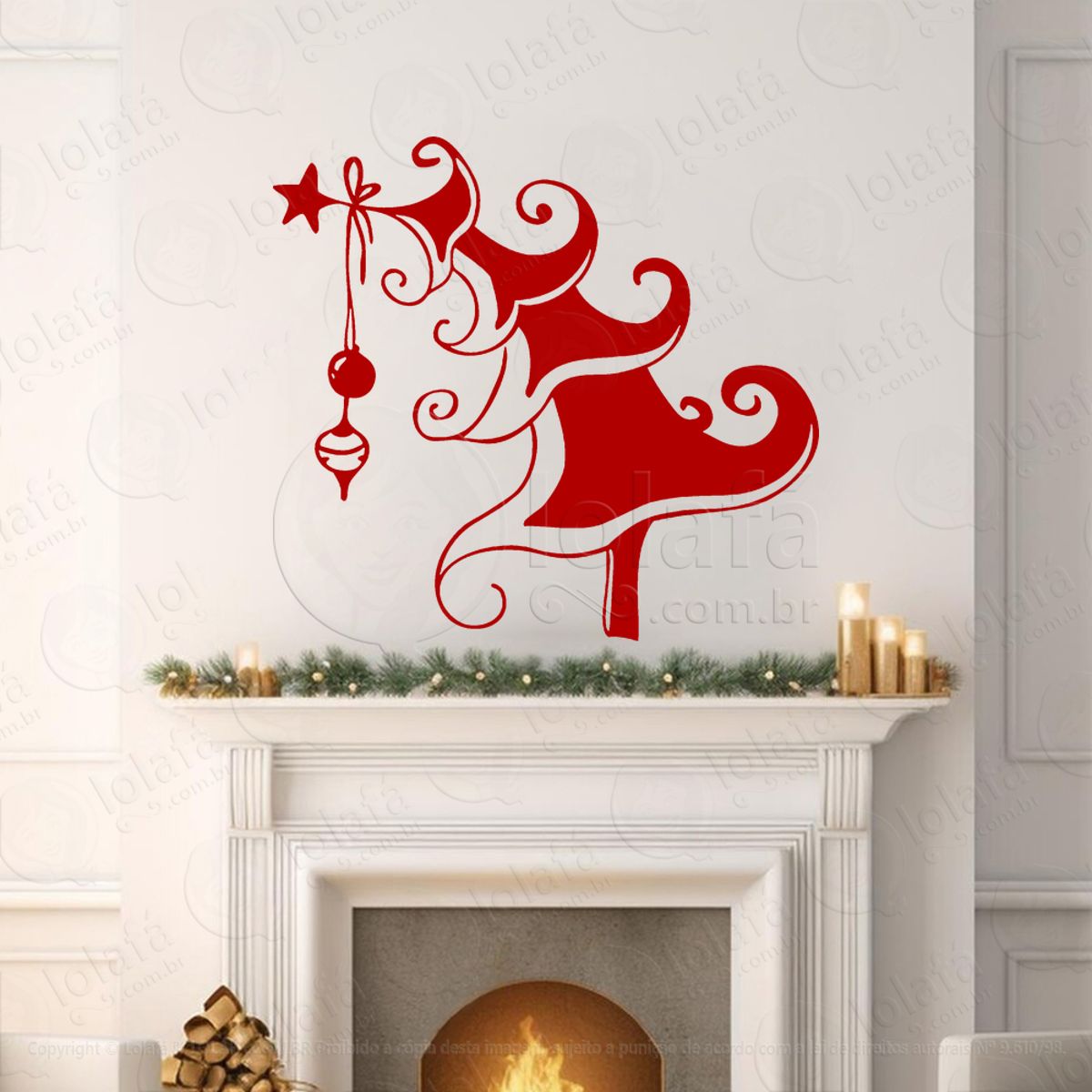 Árvore de Natal Pinheiro Adesivo de Natal para Vitrine, Parede, Porta - Fácil Remoção Mod:4
