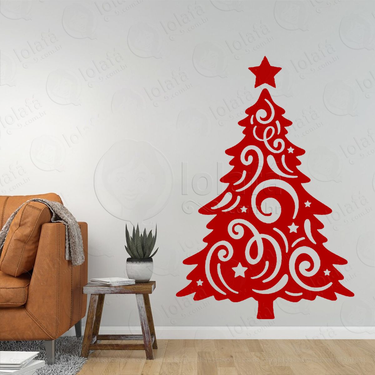 Árvore de Natal Pinheiro Adesivo de Natal para Vitrine, Parede, Porta - Fácil Remoção Mod:6