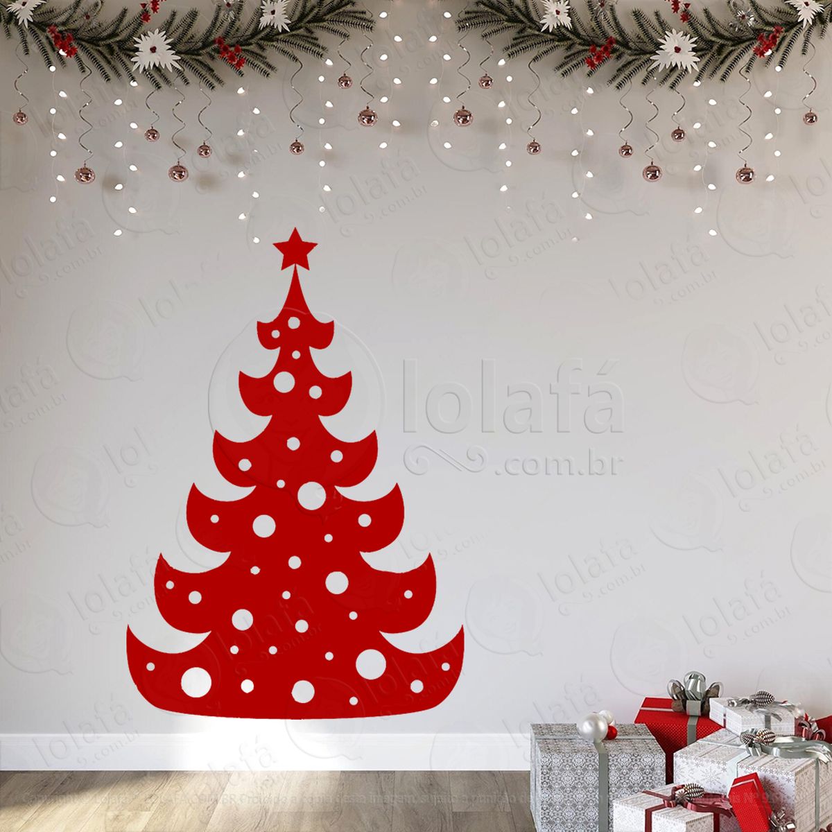 Árvore de Natal Pinheiro Adesivo de Natal para Vitrine, Parede, Porta - Fácil Remoção Mod:7