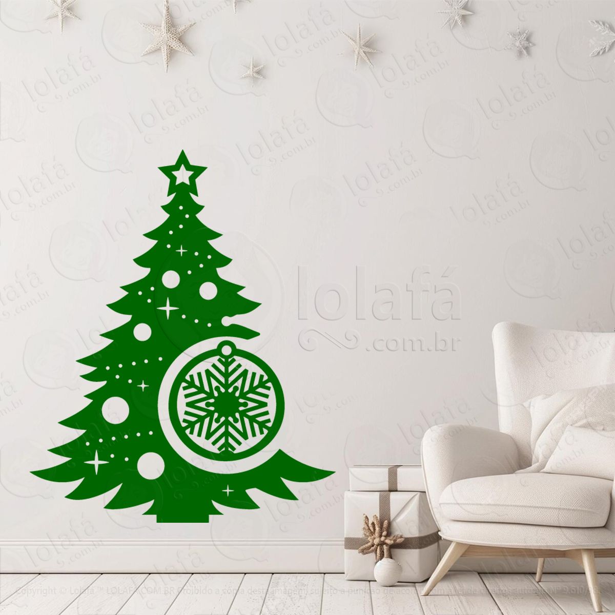 Árvore de Natal Pinheiro Adesivo de Natal para Vitrine, Parede, Porta - Fácil Remoção Mod:8