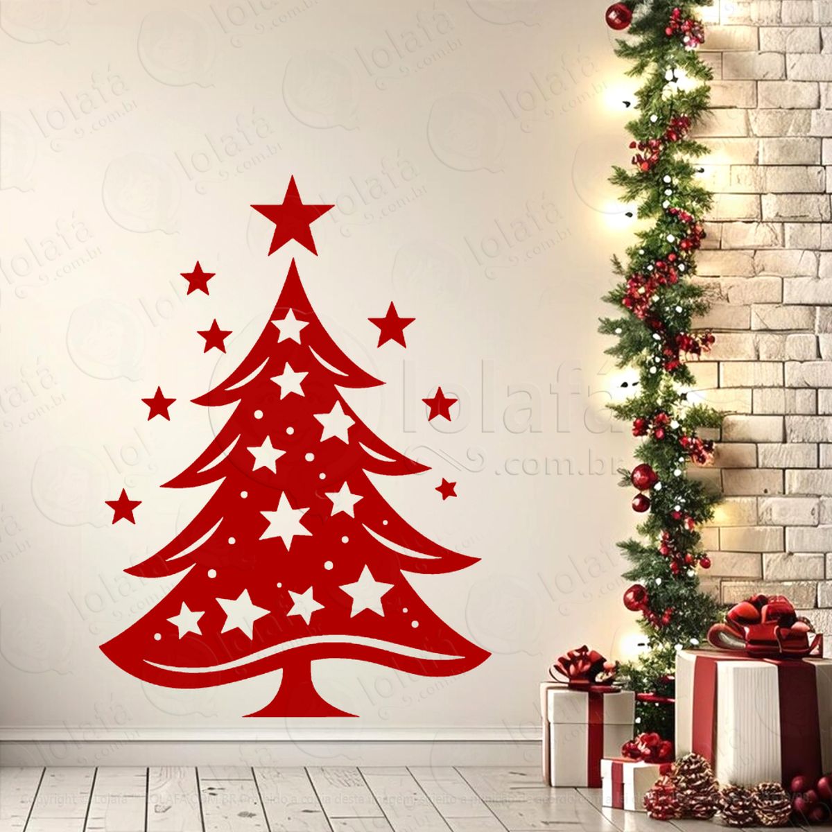 Árvore de Natal Pinheiro Adesivo de Natal para Vitrine, Parede, Porta - Fácil Remoção Mod:10