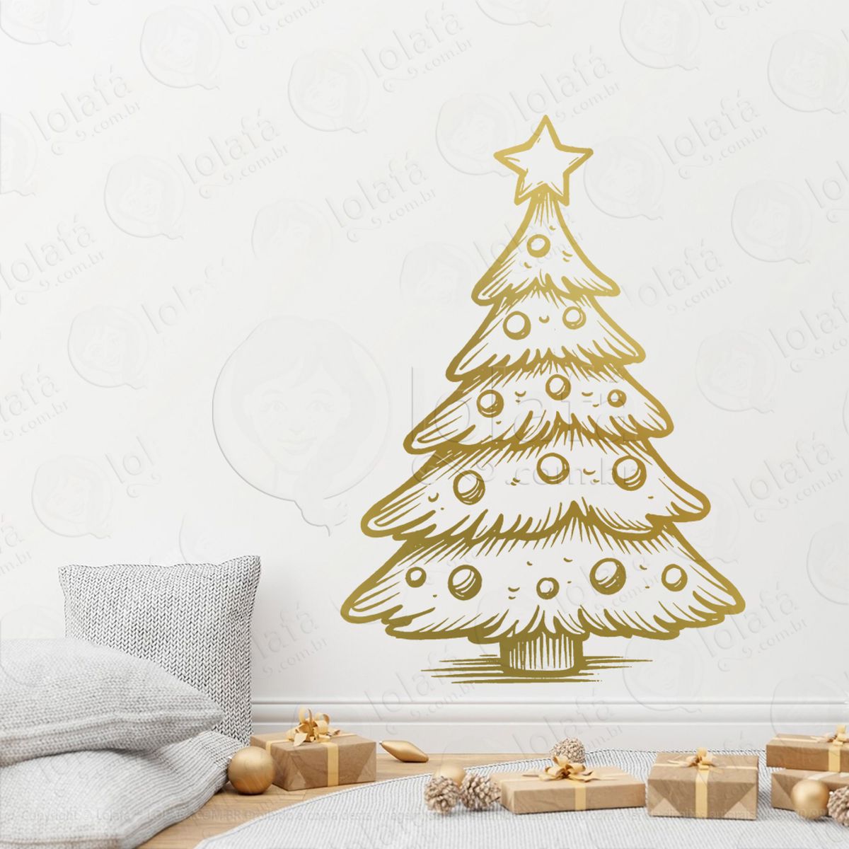 Árvore de Natal Pinheiro Adesivo de Natal para Vitrine, Parede, Porta - Fácil Remoção Mod:12