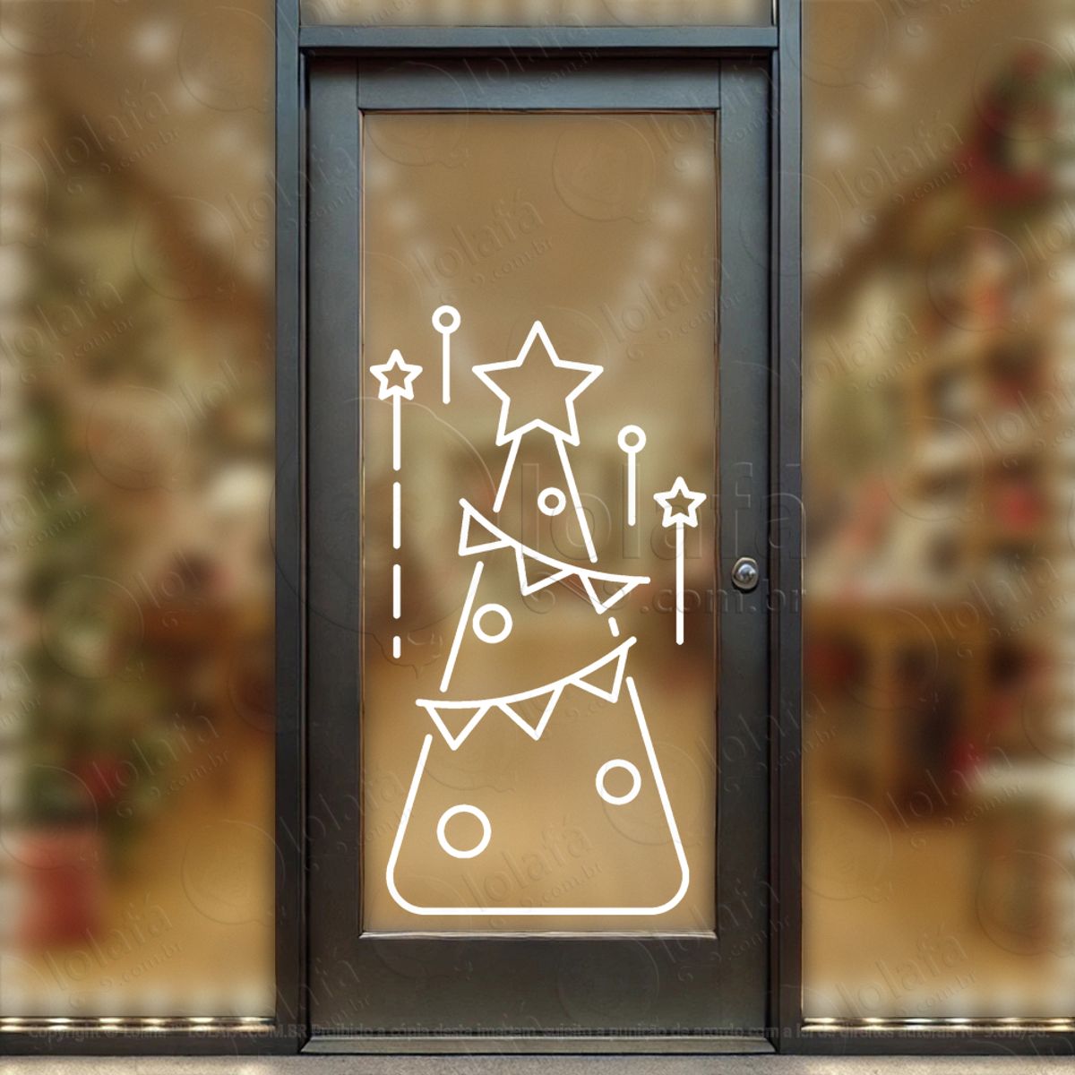 Árvore de Natal Pinheiro Adesivo de Natal para Vitrine, Parede, Porta - Fácil Remoção Mod:17