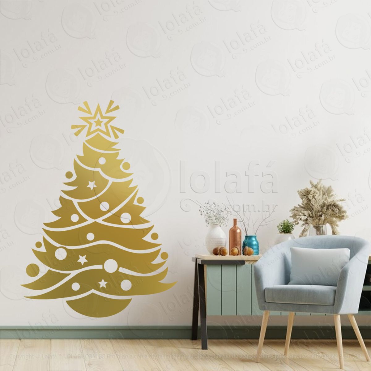 Árvore de Natal Pinheiro Adesivo de Natal para Vitrine, Parede, Porta - Fácil Remoção Mod:18
