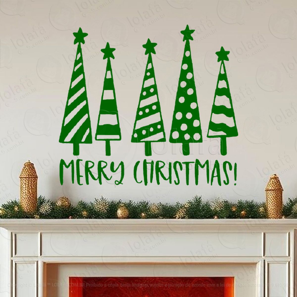 Árvores de Natal Merry Christmas Adesivo de Natal para Vitrine, Parede, Porta - Fácil Remoção Mod:25