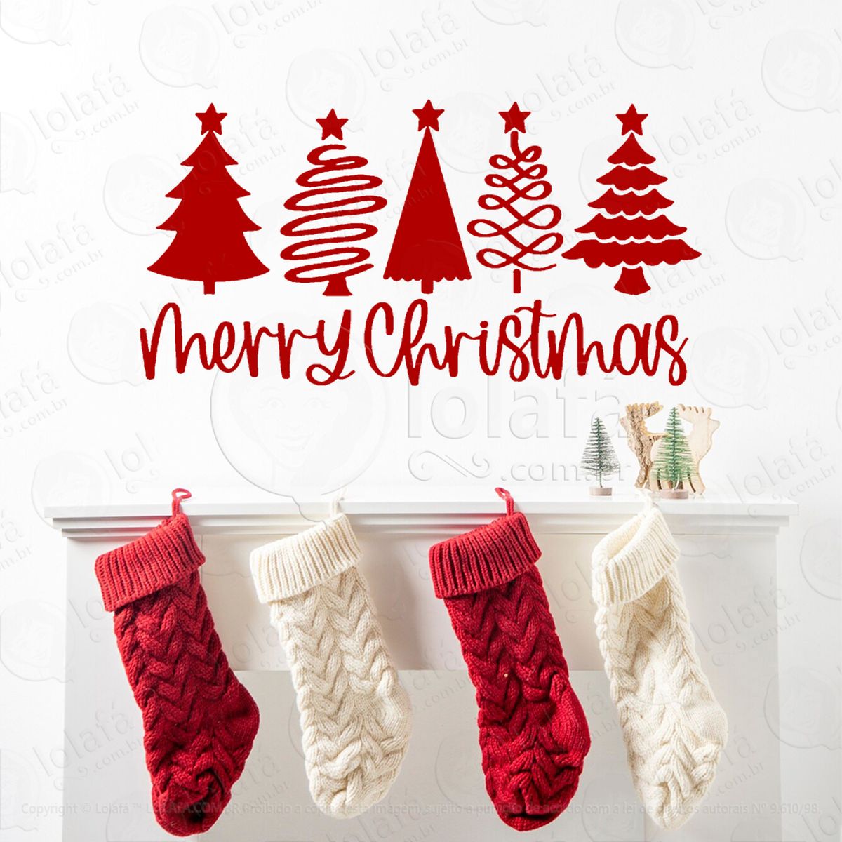 Árvores de Natal Merry Christmas Adesivo de Natal para Vitrine, Parede, Porta - Fácil Remoção Mod:26