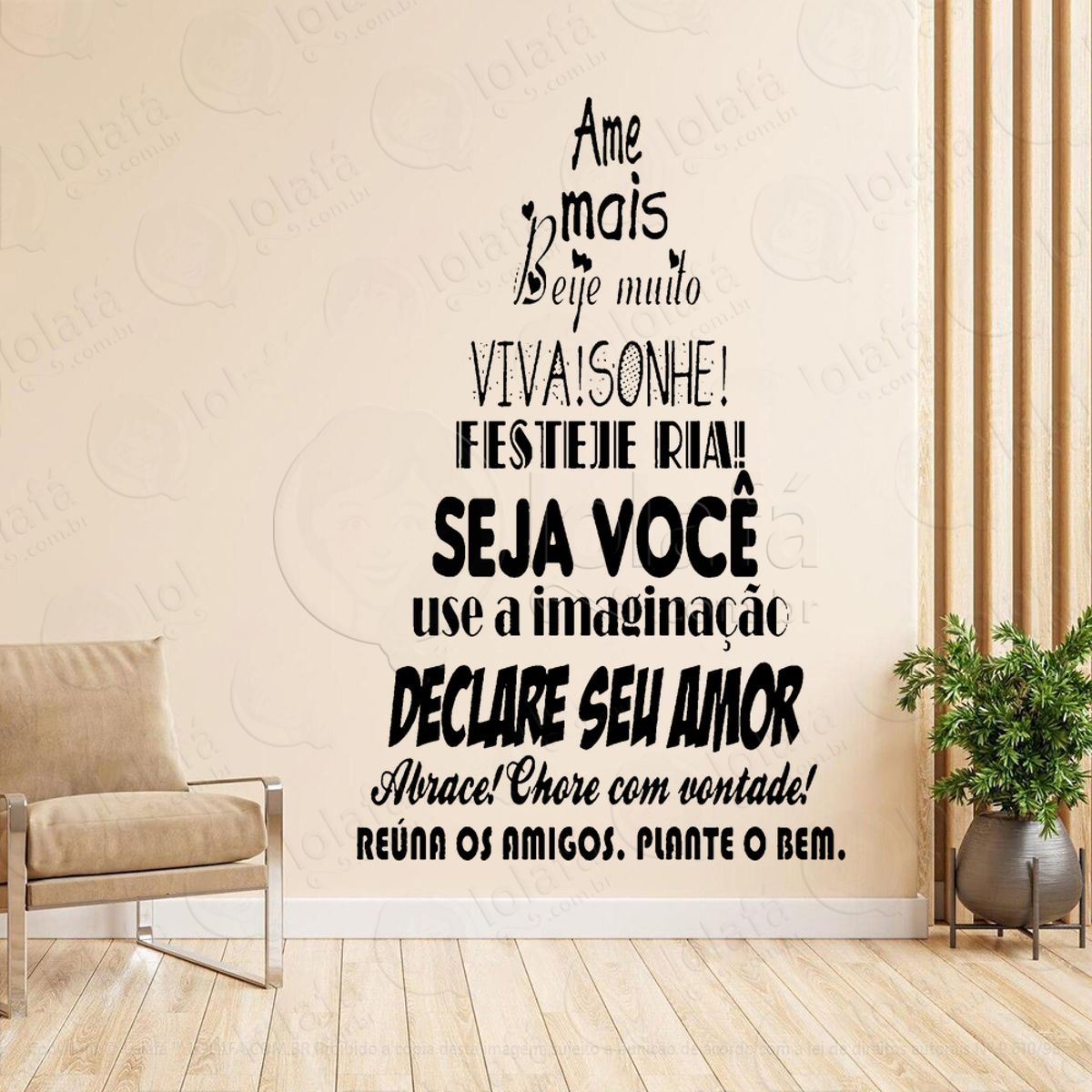 Árvore de Natal Frase Ame Mais Adesivo de Natal para Vitrine, Parede, Porta - Fácil Remoção Mod:27