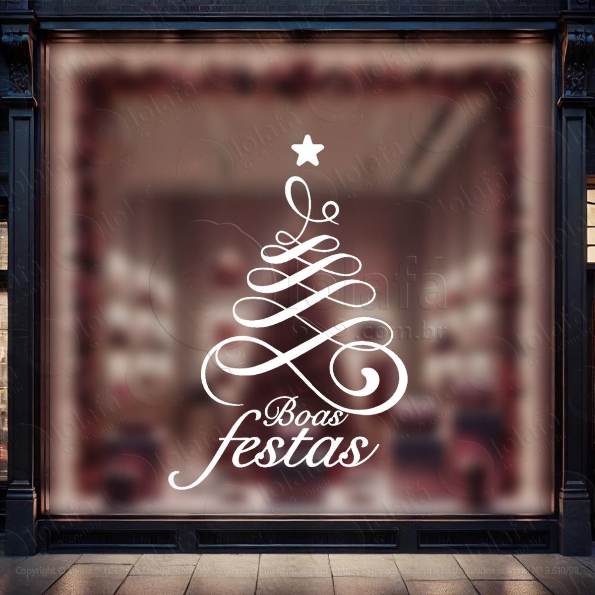 Árvore de Natal Frase Boas Festas Adesivo de Natal para Vitrine, Parede, Porta - Fácil Remoção Mod:29