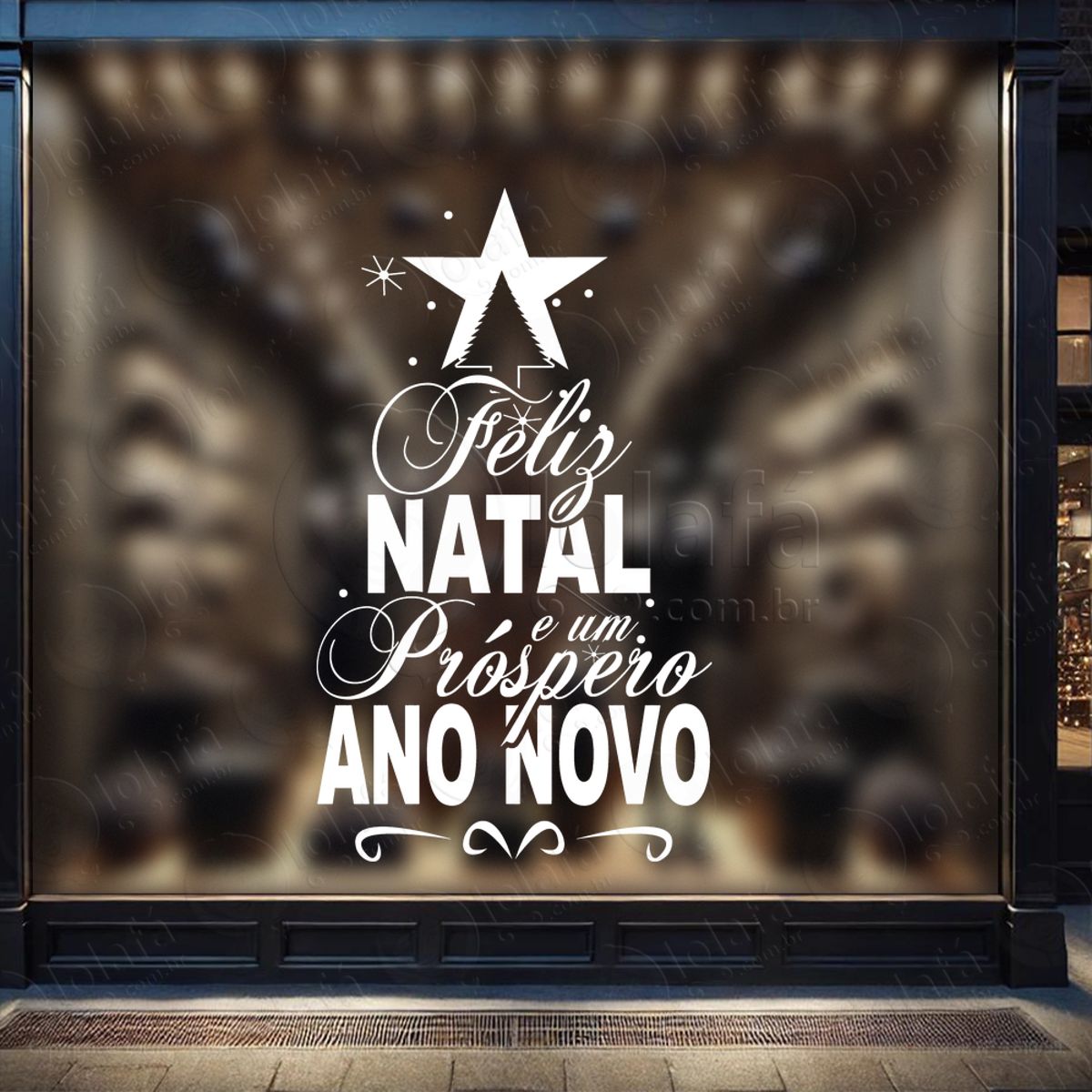 Árvore de Natal Frase Feliz Natal Adesivo de Natal para Vitrine, Parede, Porta - Fácil Remoção Mod:31
