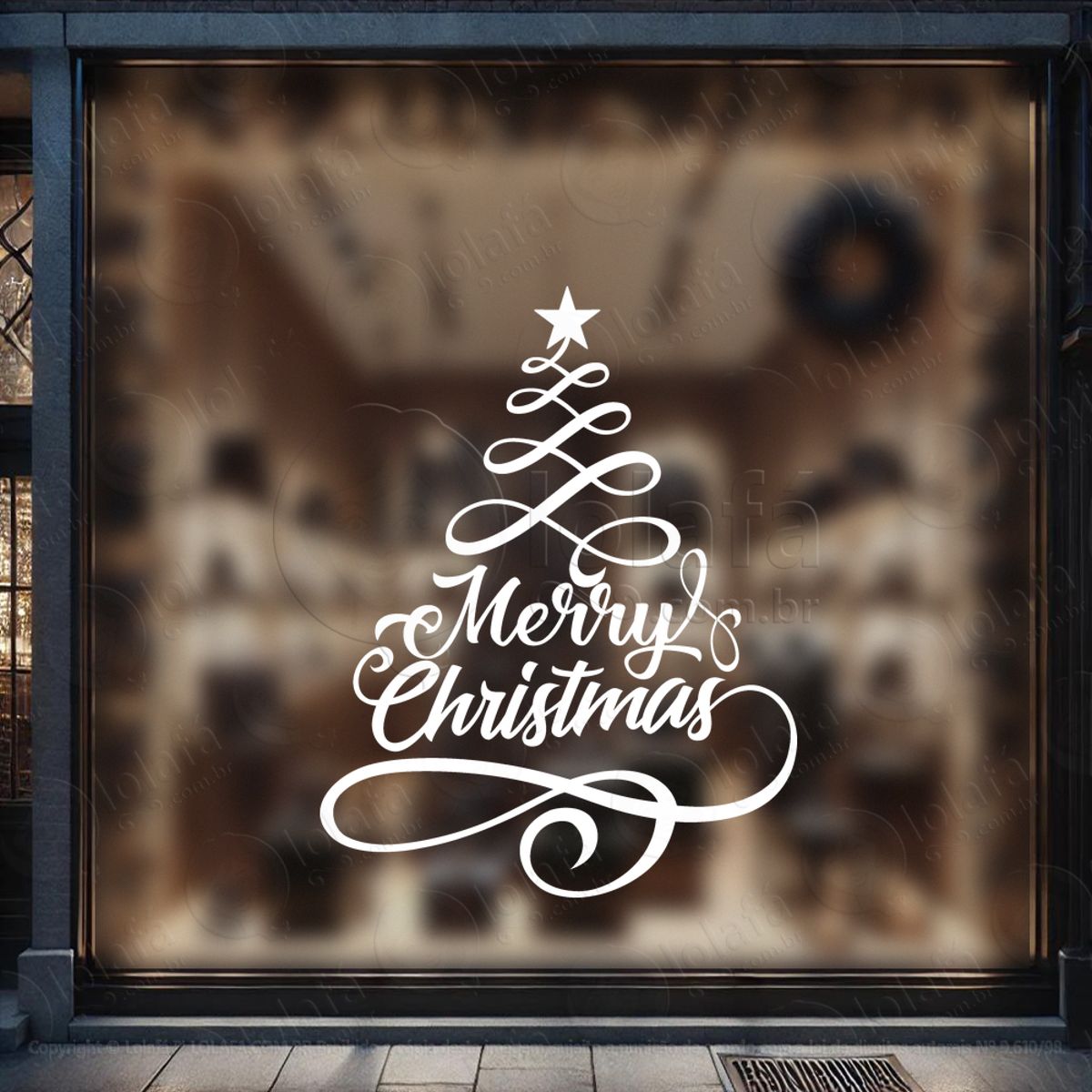 Árvores de Natal Merry Christmas Adesivo de Natal para Vitrine, Parede, Porta - Fácil Remoção Mod:32