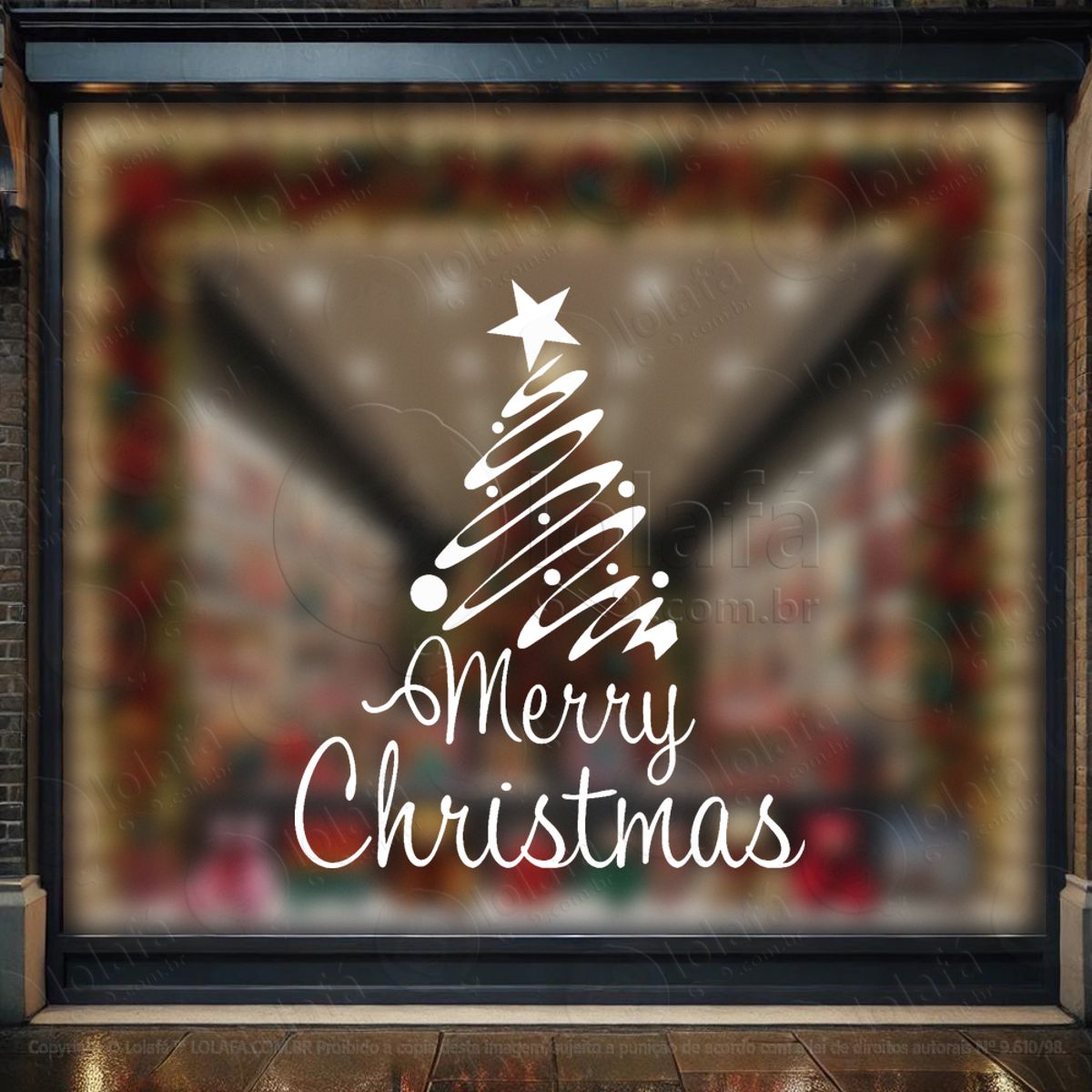 Árvores de Natal Merry Christmas Adesivo de Natal para Vitrine, Parede, Porta - Fácil Remoção Mod:34