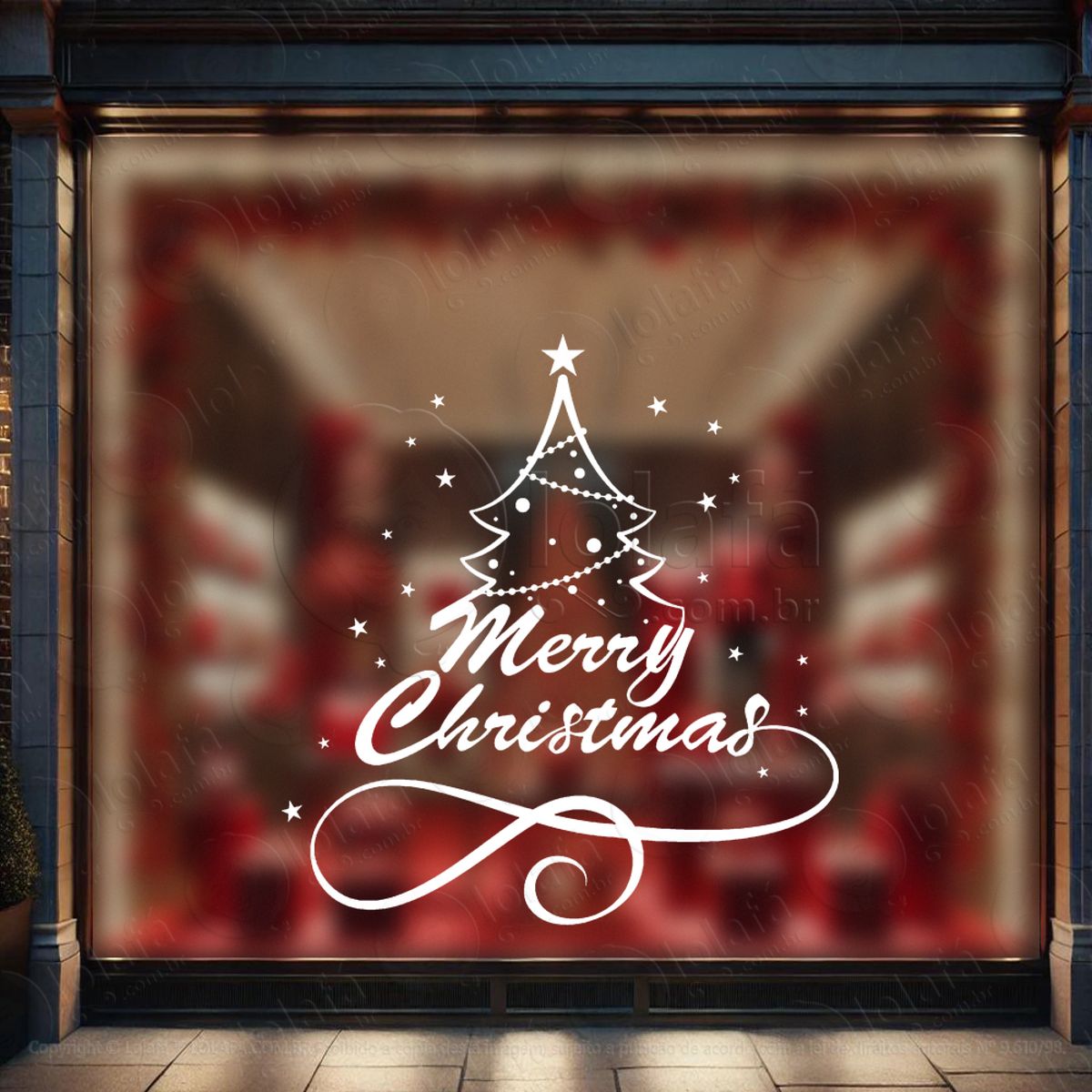 Árvores de Natal Merry Christmas Adesivo de Natal para Vitrine, Parede, Porta - Fácil Remoção Mod:35