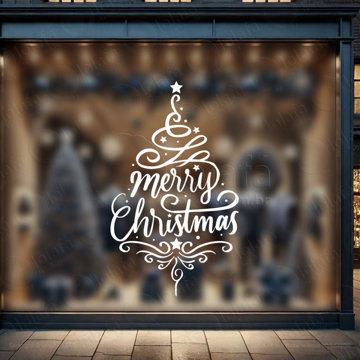 Árvores de Natal Merry Christmas Adesivo de Natal para Vitrine, Parede, Porta - Fácil Remoção Mod:38