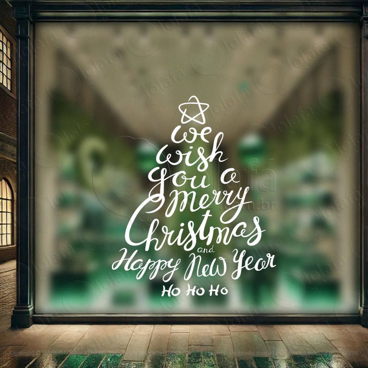 Árvores de Natal Merry Christmas Adesivo de Natal para Vitrine, Parede, Porta - Fácil Remoção Mod:41