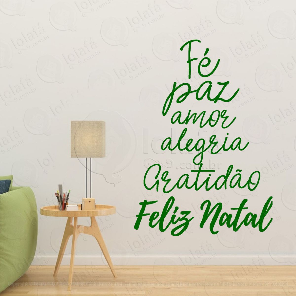 Árvore de Natal Frase Fé Paz Amor Adesivo de Natal para Vitrine, Parede, Porta - Fácil Remoção Mod:45