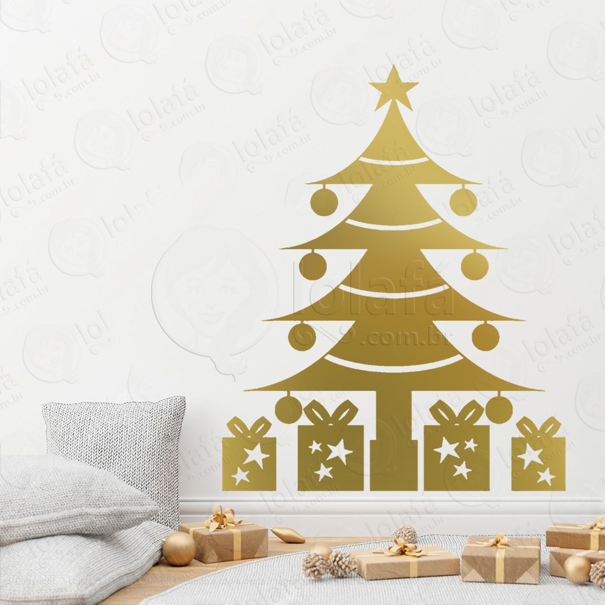 Árvore de Natal Pinheiro e Presente Adesivo de Natal para Vitrine, Parede, Porta - Fácil Remoção Mod:51