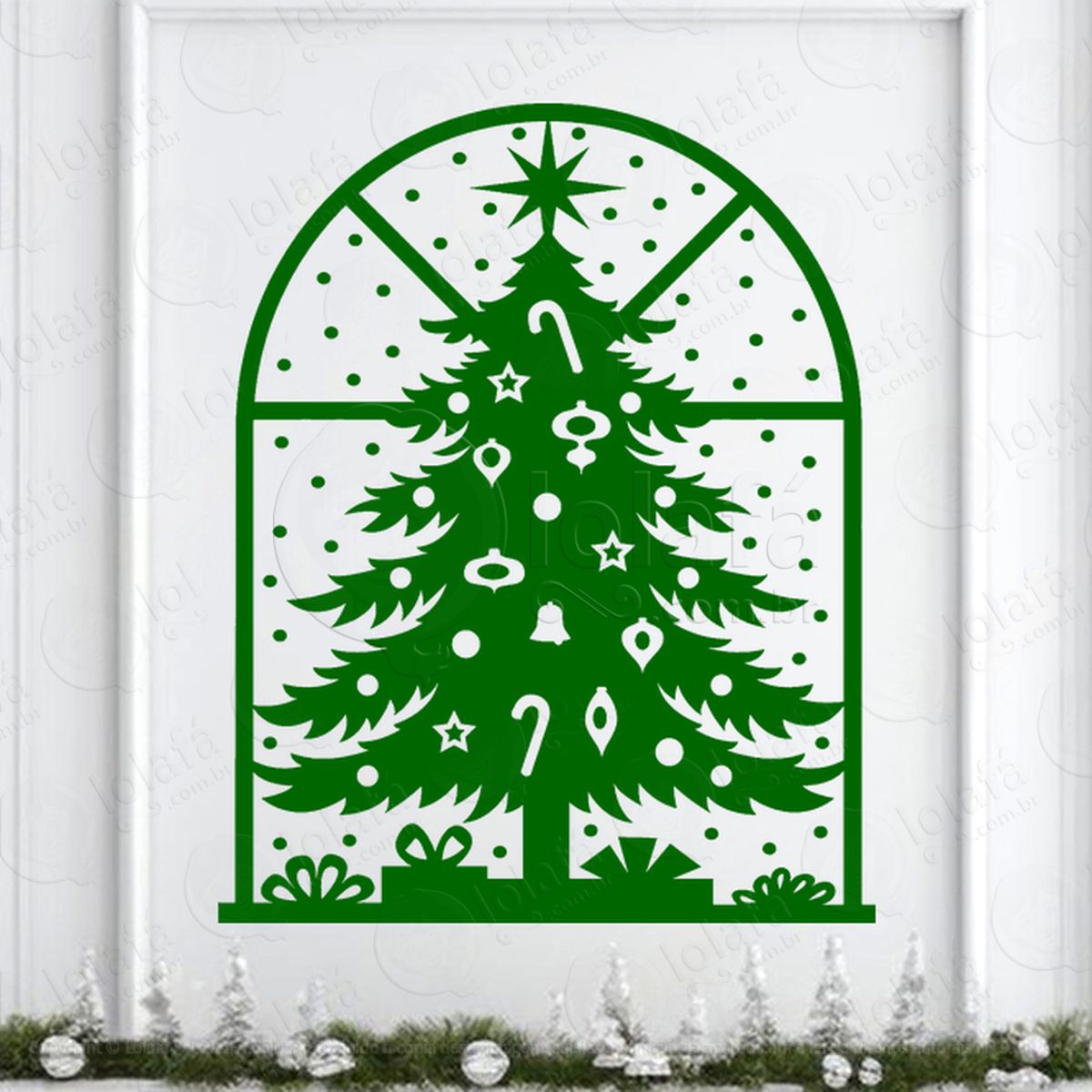Árvore de Natal Pinheiro na Janela Adesivo de Natal para Vitrine, Parede, Porta - Fácil Remoção Mod:58