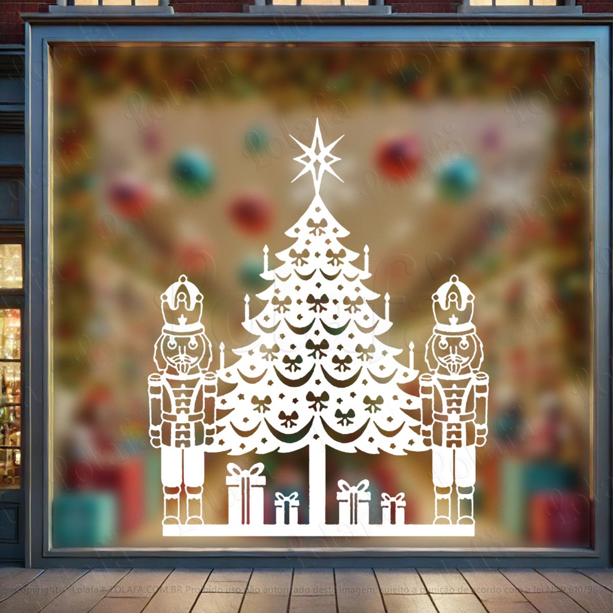 Árvore de Natal e Quebra-nozes Adesivo de Natal para Vitrine, Parede, Porta - Fácil Remoção Mod:61