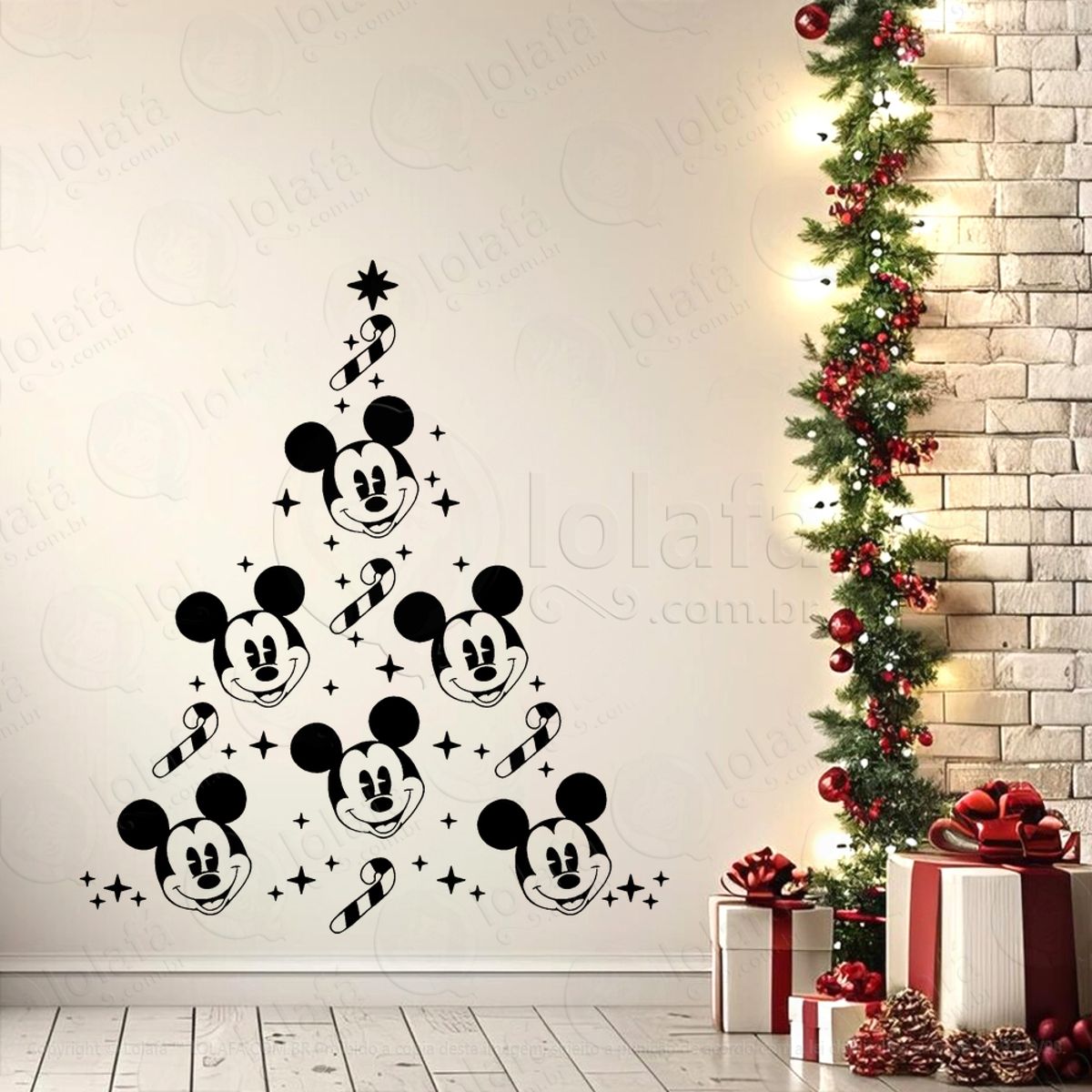 Árvore de Natal do Mickey Adesivo de Natal para Vitrine, Parede, Porta - Fácil Remoção Mod:63