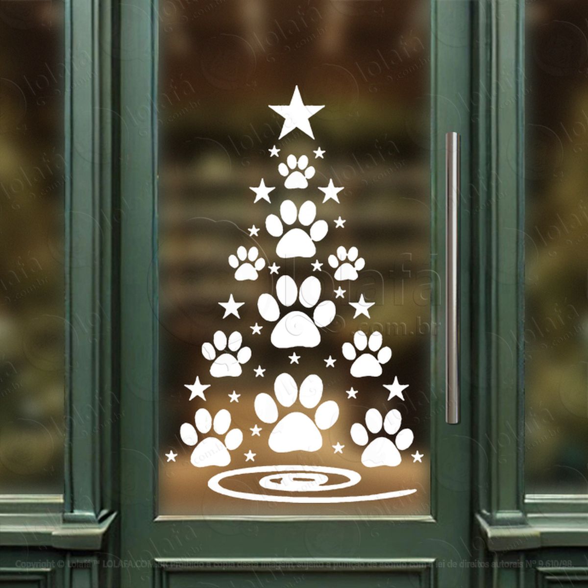 Árvore de Natal de Patas Pet Adesivo de Natal para Vitrine, Parede, Porta - Fácil Remoção Mod:70