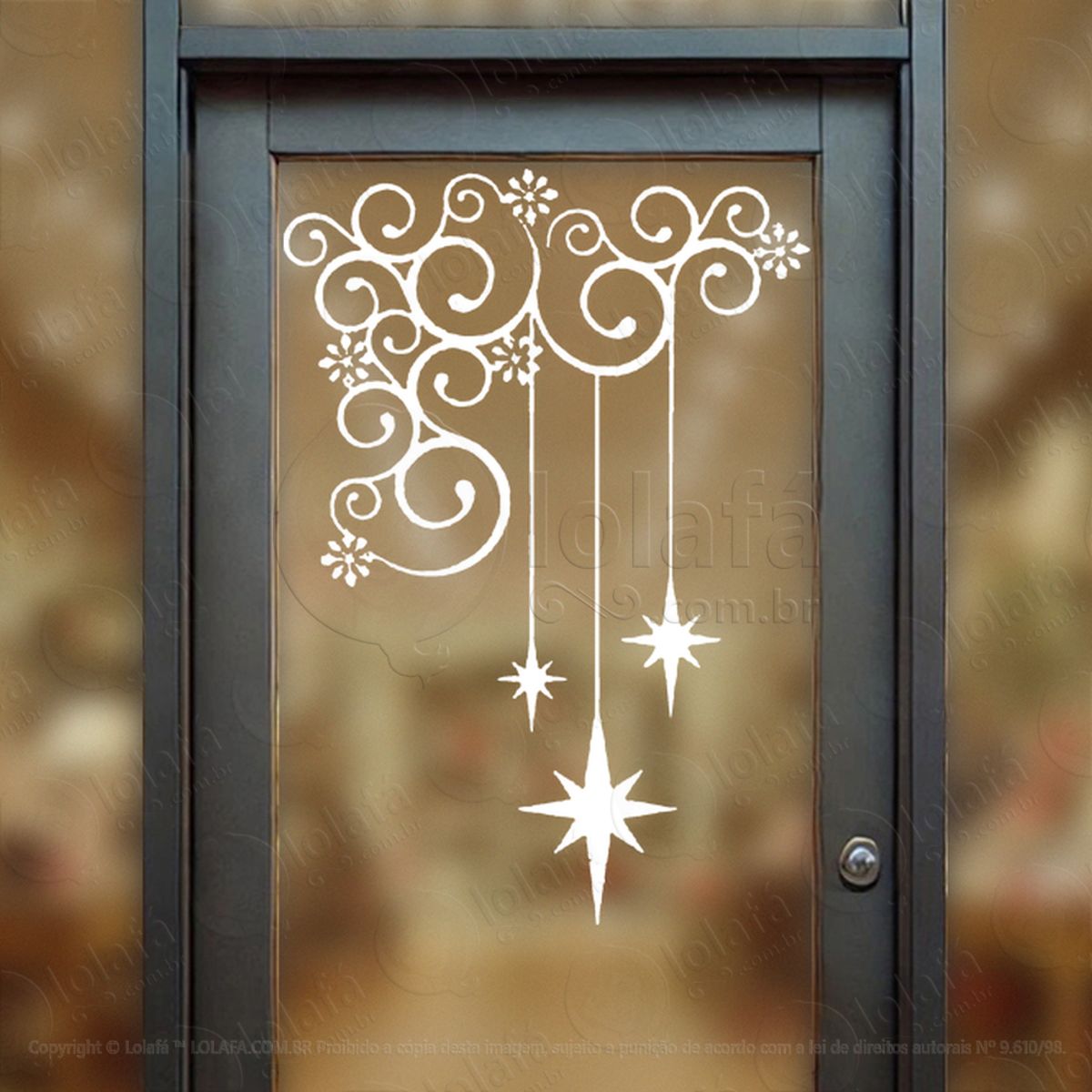 Arabesco de Natal com Estrelas Adesivo de Natal para Vitrine, Parede, Porta - Fácil Remoção Mod:73