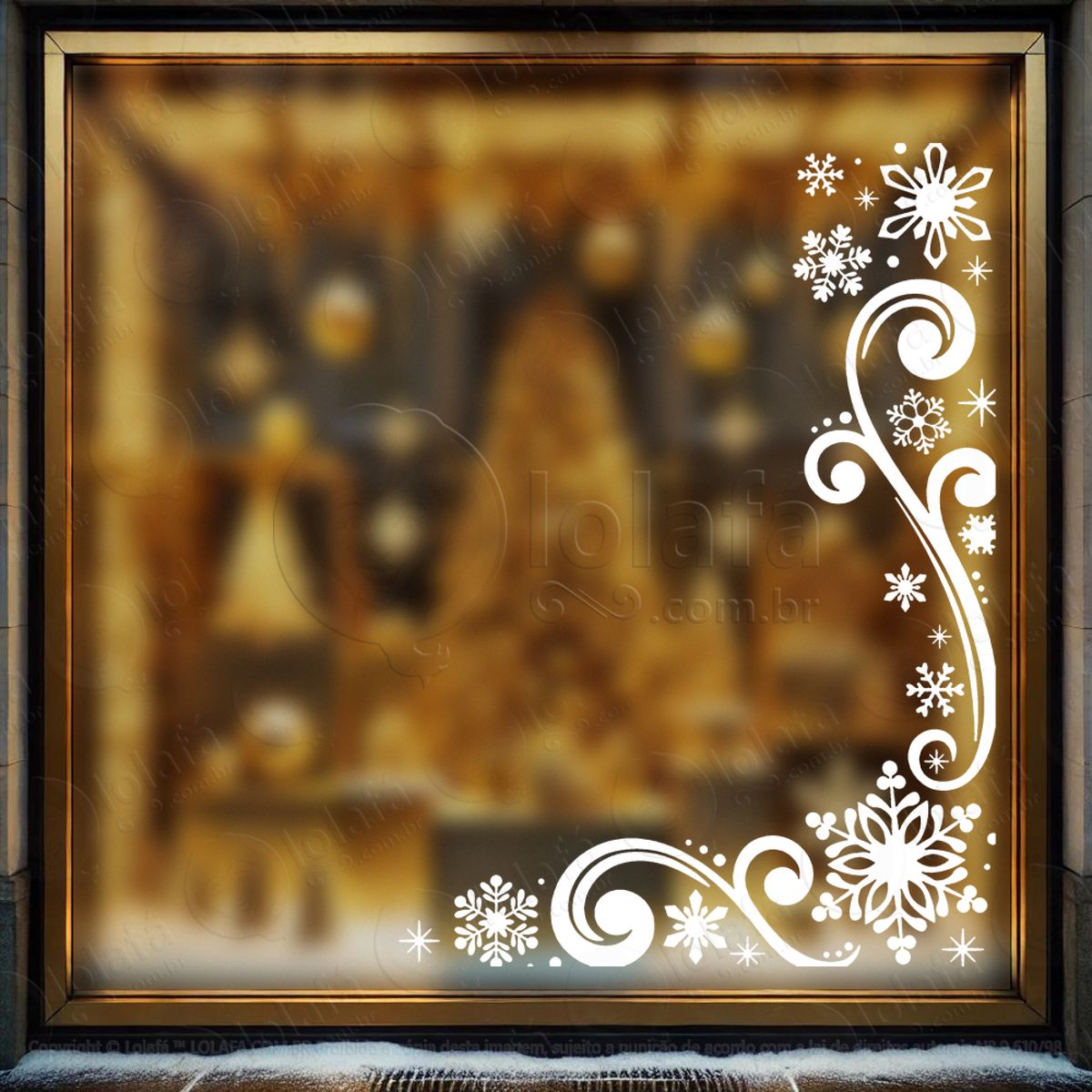 Arabesco de Natal e Flocos de Neve Adesivo de Natal para Vitrine, Parede, Porta - Fácil Remoção Mod:75