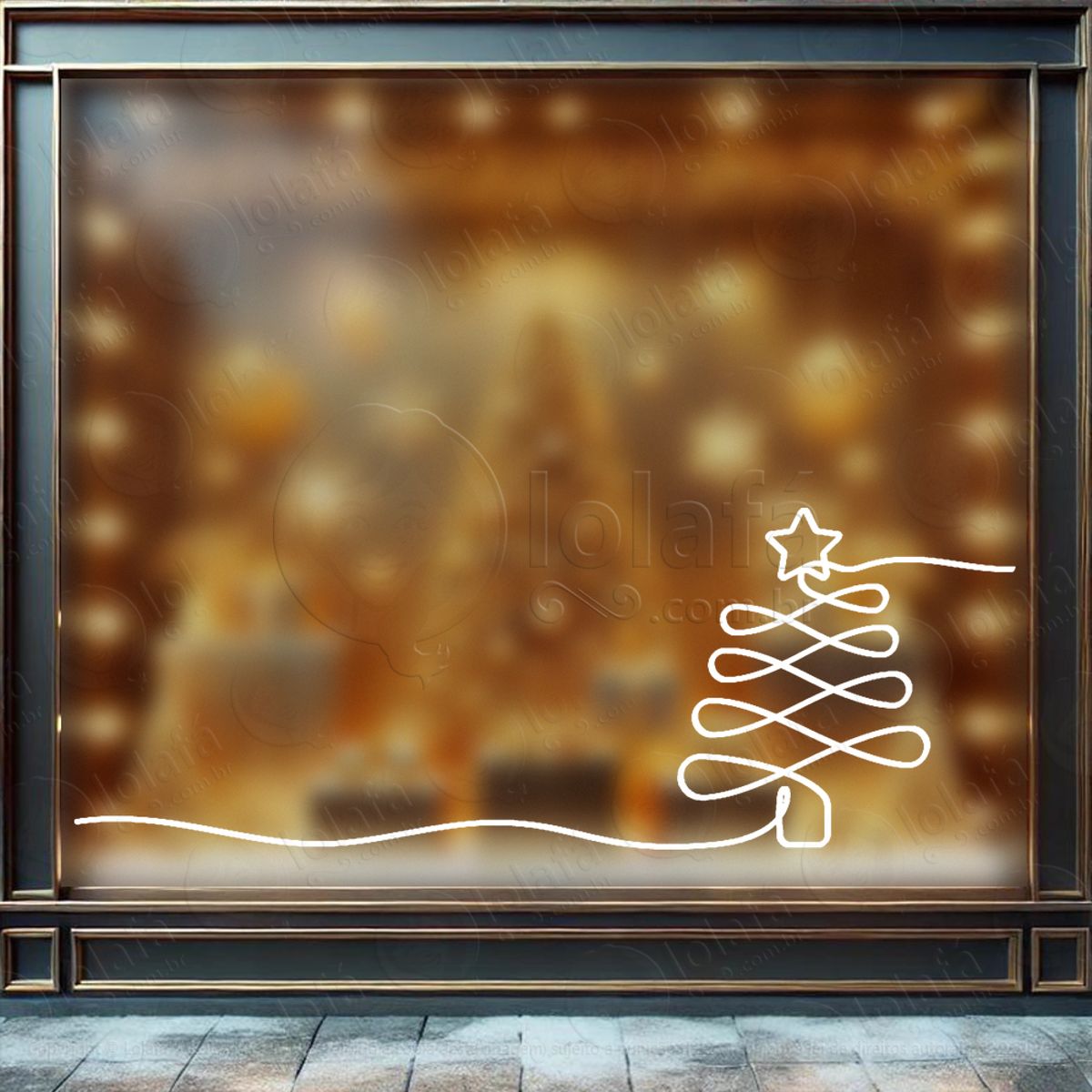 Árvore de Natal Pinheiro Adesivo de Natal para Vitrine, Parede, Porta - Fácil Remoção Mod:77