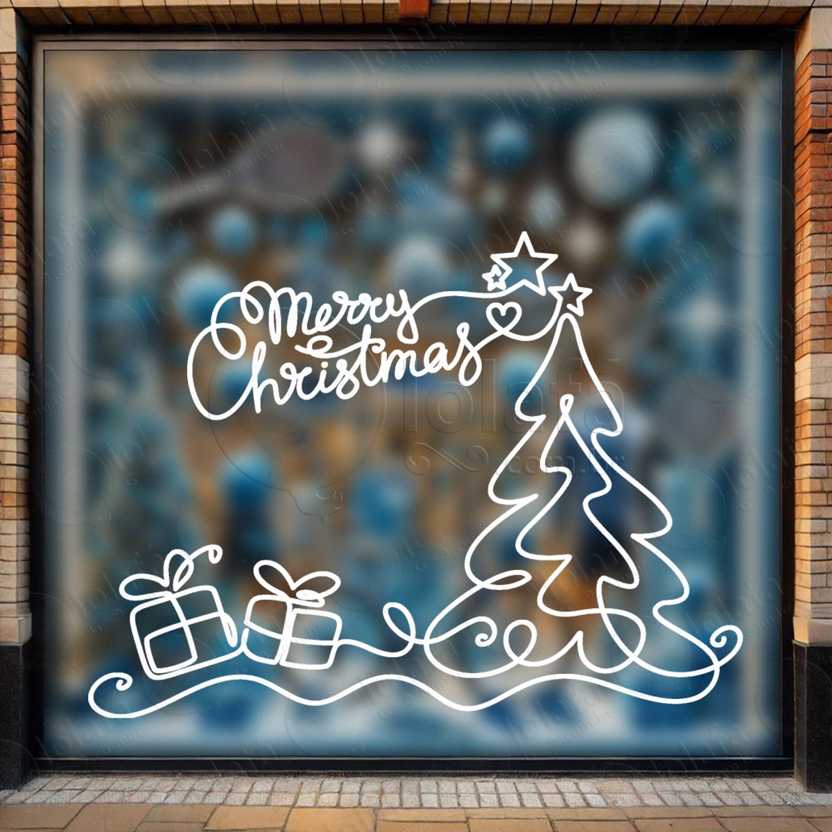 Árvore de Natal Merry Christmas Adesivo de Natal para Vitrine, Parede, Porta - Fácil Remoção Mod:79