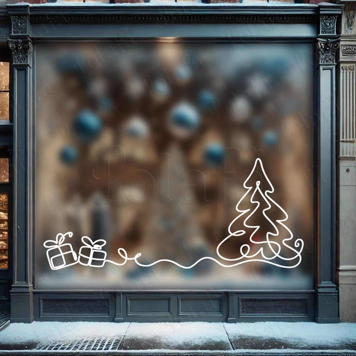 Árvore de Natal e Presentes Adesivo de Natal para Vitrine, Parede, Porta - Fácil Remoção Mod:82