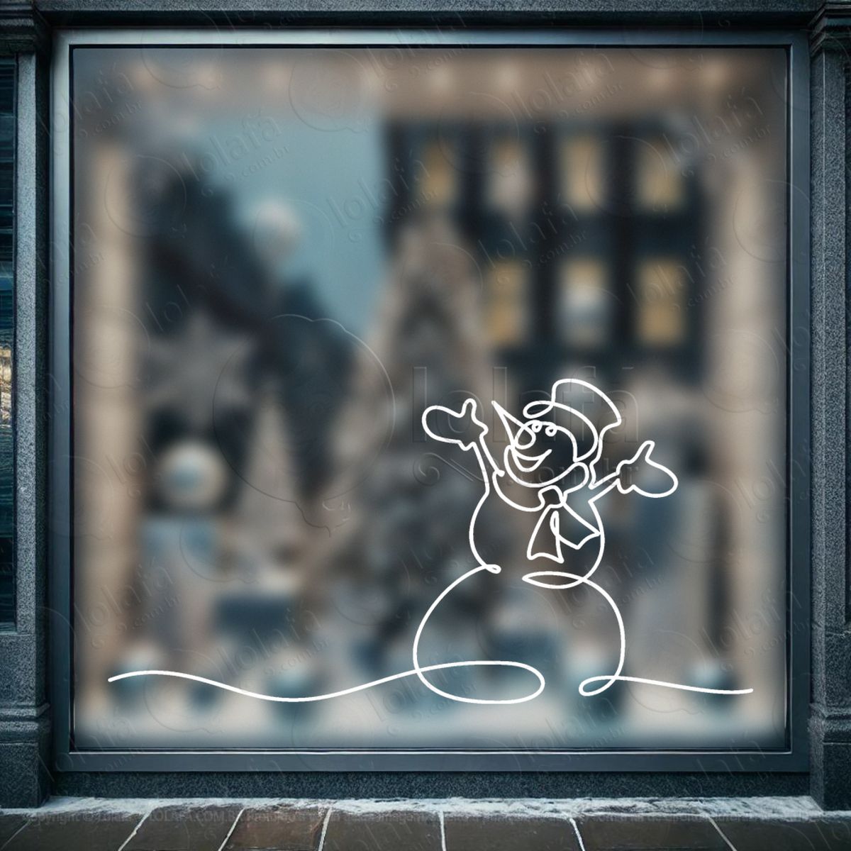 Boneco de Neve Adesivo de Natal para Vitrine, Parede, Porta - Fácil Remoção Mod:84