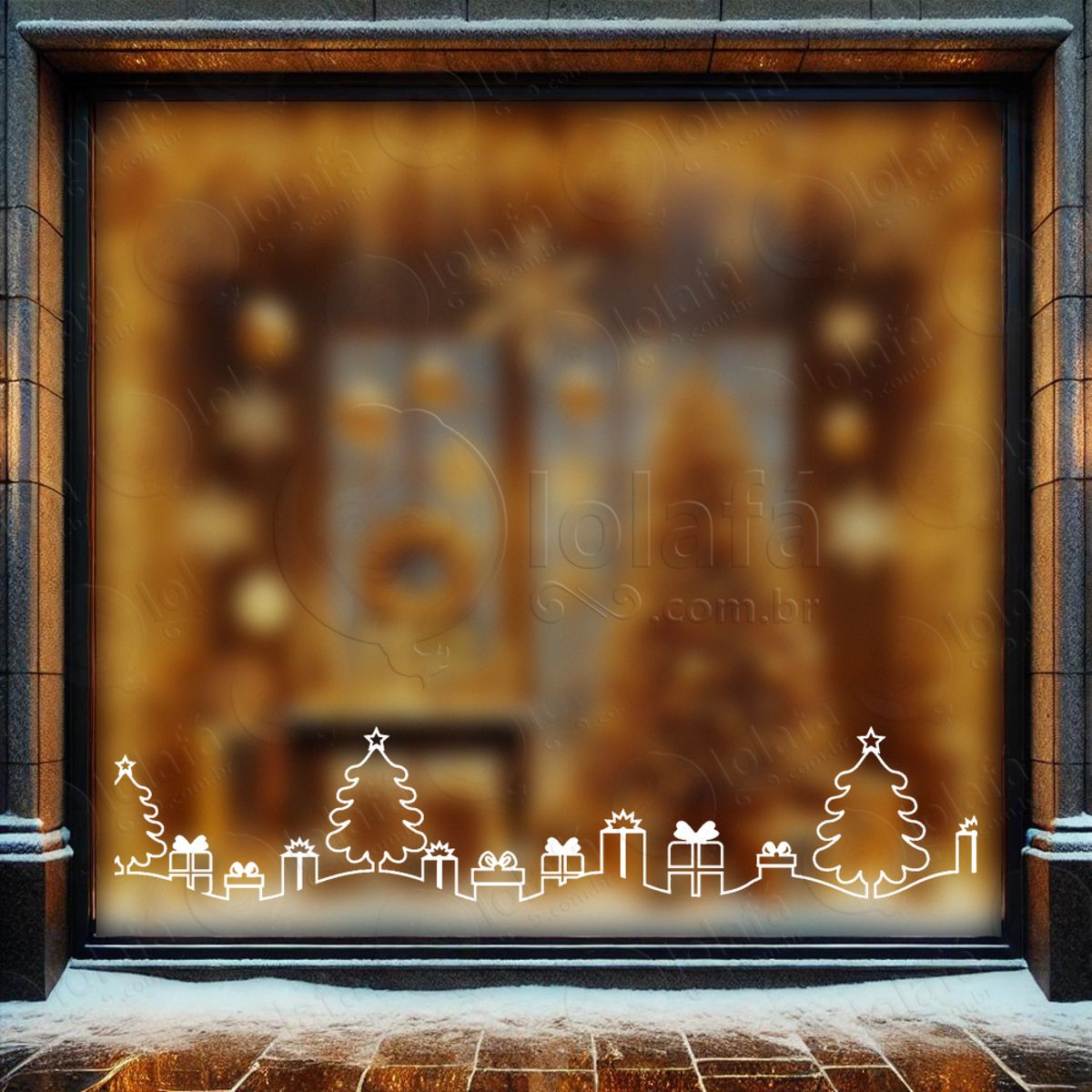 Árvores de Natal com Presentes Adesivo de Natal para Vitrine, Parede, Porta - Fácil Remoção Mod:85