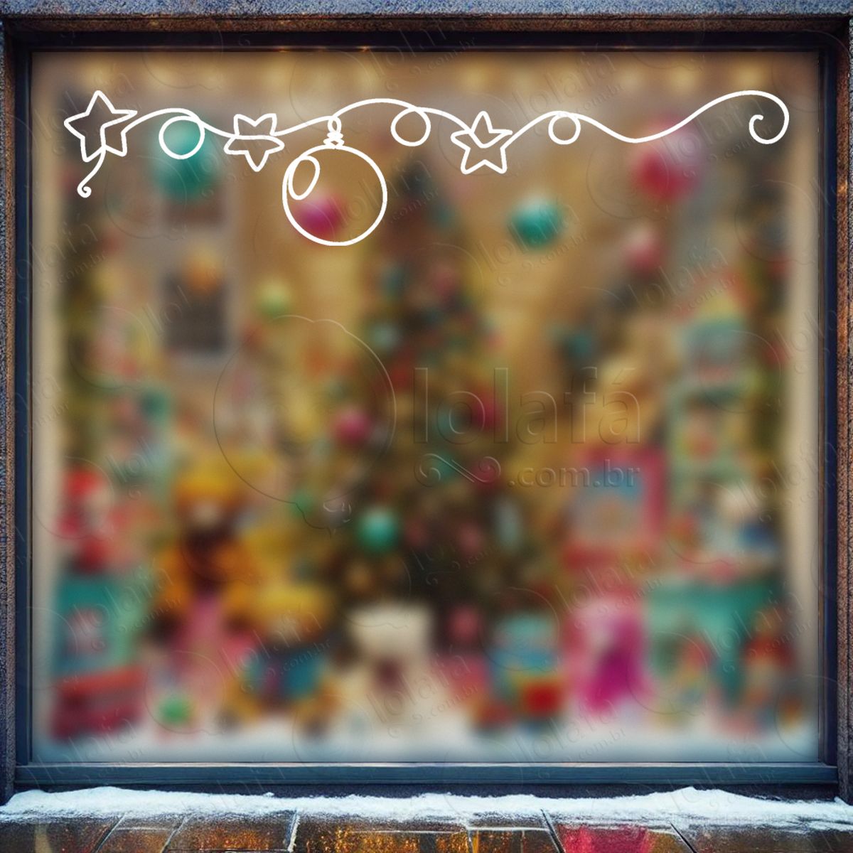 Cortina de Natal de Bola e Estrelas Adesivo de Natal para Vitrine, Parede, Porta - Fácil Remoção Mod:91