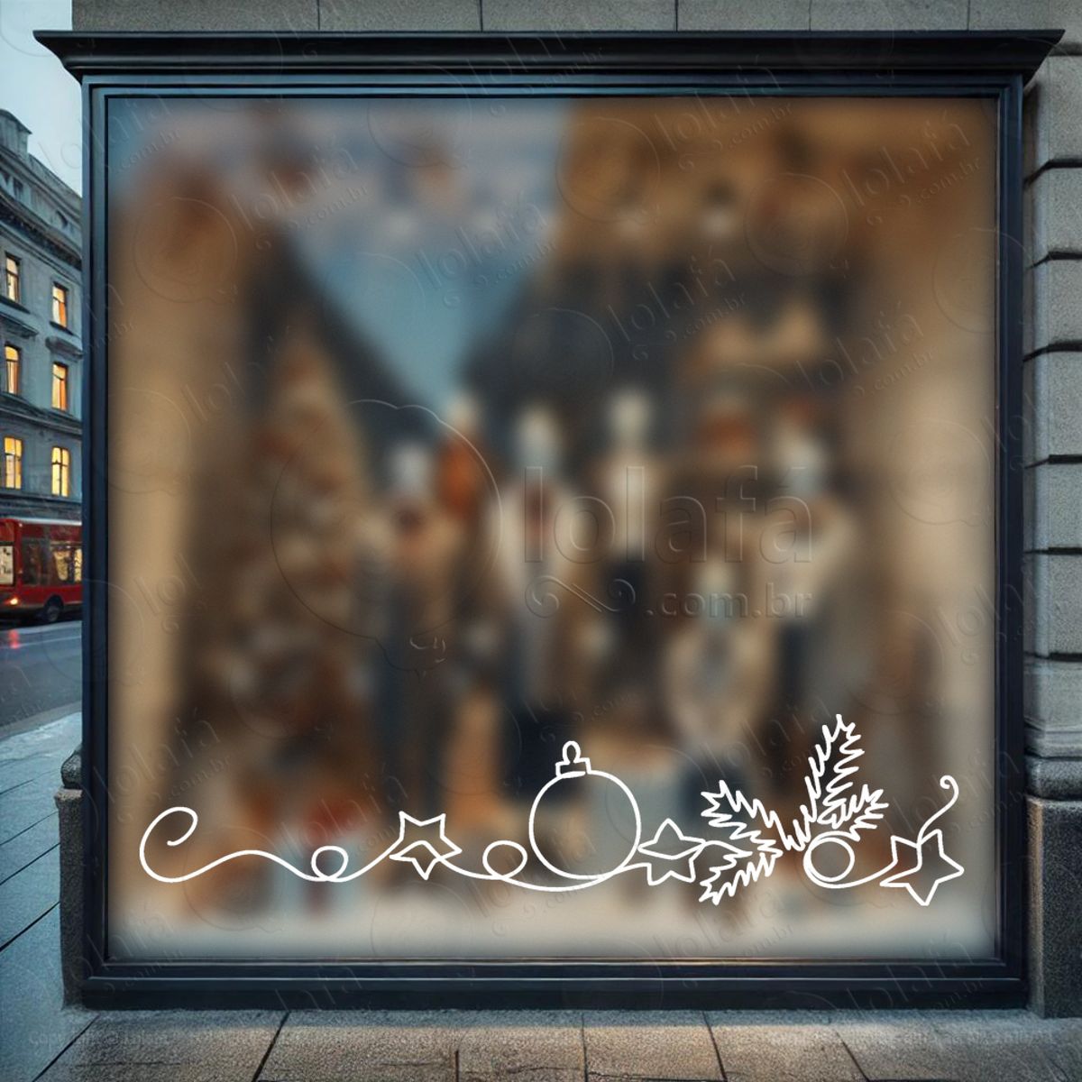 Cortina de Natal de Bola e Estrelas Adesivo de Natal para Vitrine, Parede, Porta - Fácil Remoção Mod:92