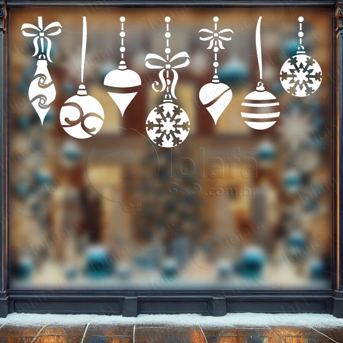 Cortina de Natal com Bolas Adesivo de Natal para Vitrine, Parede, Porta - Fácil Remoção Mod:94