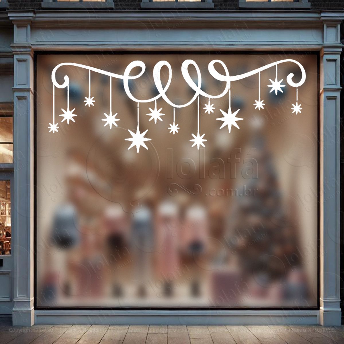 Cortina de Natal com Estrelas Adesivo de Natal para Vitrine, Parede, Porta - Fácil Remoção Mod:98
