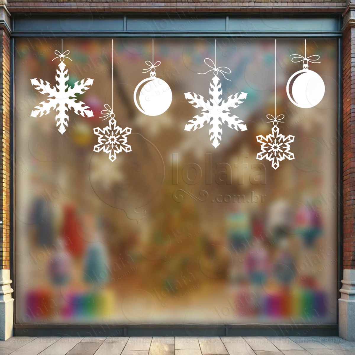 Cortina de Natal com Enfeites Adesivo de Natal para Vitrine, Parede, Porta - Fácil Remoção Mod:112