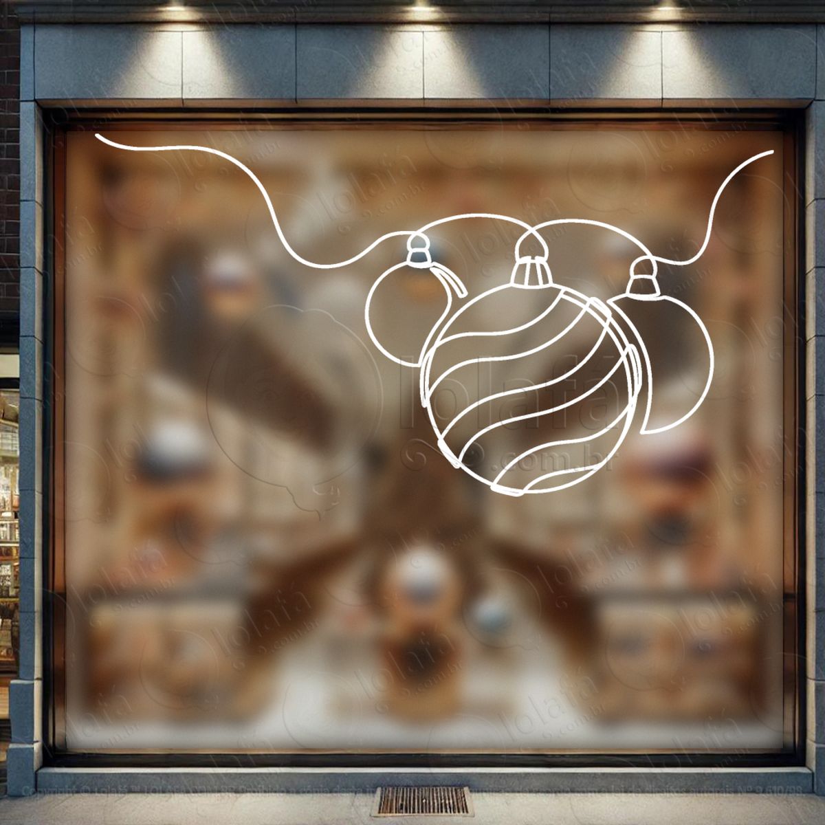Cortina de Natal com Bolas Adesivo de Natal para Vitrine, Parede, Porta - Fácil Remoção Mod:118