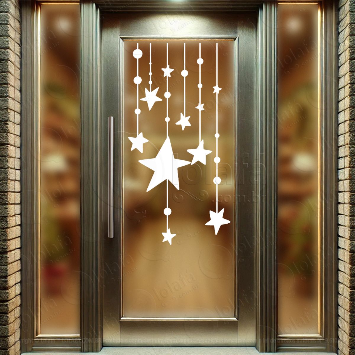 Cortina de Natal com Estrelas Adesivo de Natal para Vitrine, Parede, Porta - Fácil Remoção Mod:142