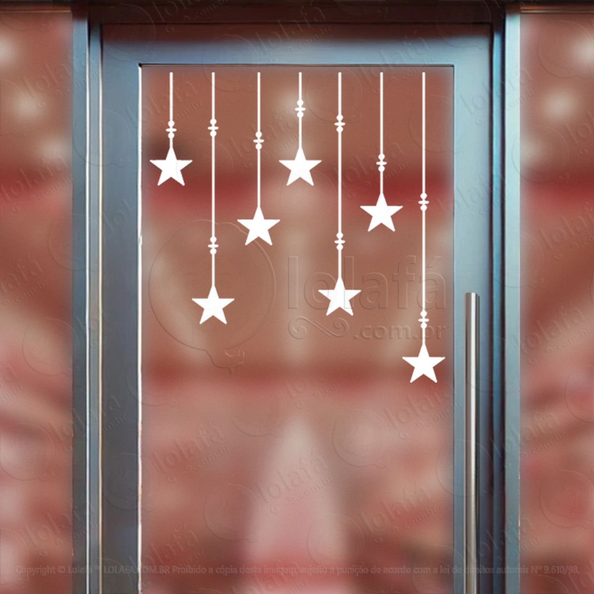Cortina de Natal com Estrelas Adesivo de Natal para Vitrine, Parede, Porta - Fácil Remoção Mod:147